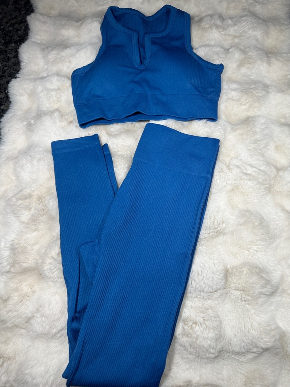 Seamless Royal Blue High-Waist Leggings & Crop Top Set